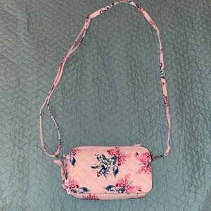 Vera Bradley Bow Floral Pink Quilted Crossbody Bag